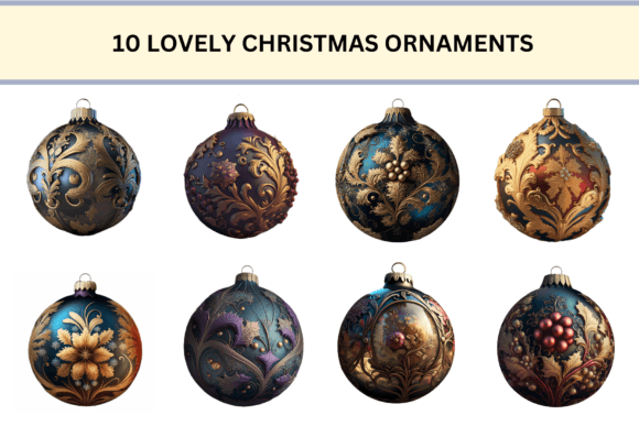 10 Lovely Christmas Ornaments: Festive Illustrations