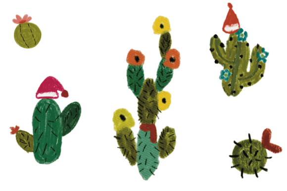 Cactus in Christmas Day: Festive Illustrations for Crafters