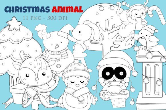 Christmas Animal Holiday Digital Stamp: Illustrations Review