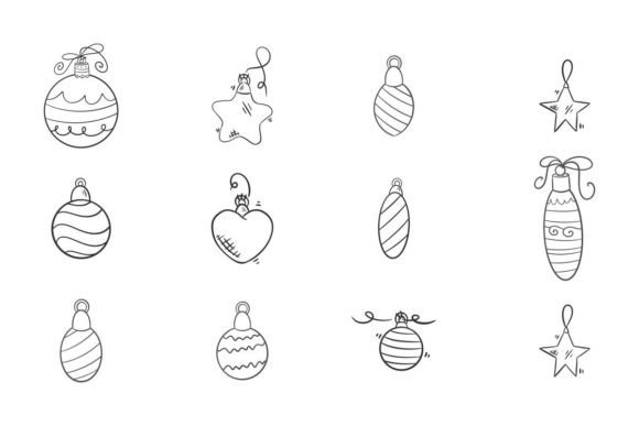 Christmas Ball Icons Decoration: Festive Illustrations