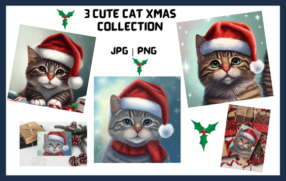 Christmas Cat Collection: Festive Illustrations for Design