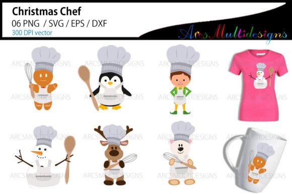 Christmas Funny Chef Bundle: Festive Illustrations