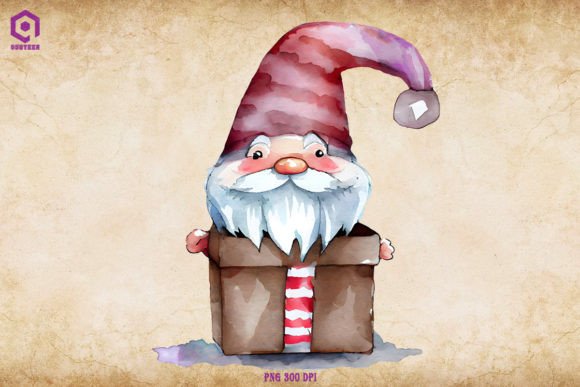 Christmas Gnome in Gift Box: Fresh Illustrations