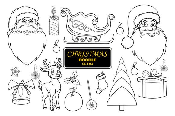 Christmas Hand Drawn Doodle Set-3: Festive Illustrations