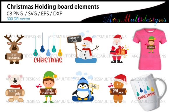Christmas Holding Board: Fresh Illustrations for Brands