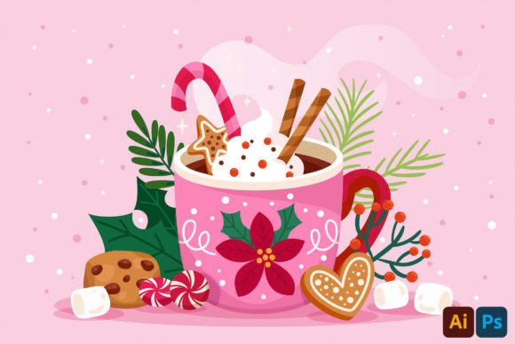 Christmas Hot Chocolate: Cozy Illustrations for Festive Blogs