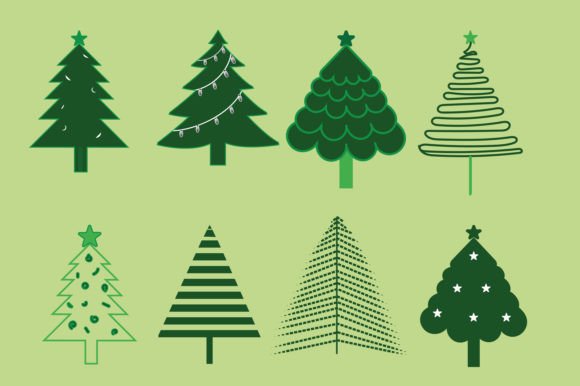 Colorful Merry Christmas Tree Bundle: Festive Illustrations