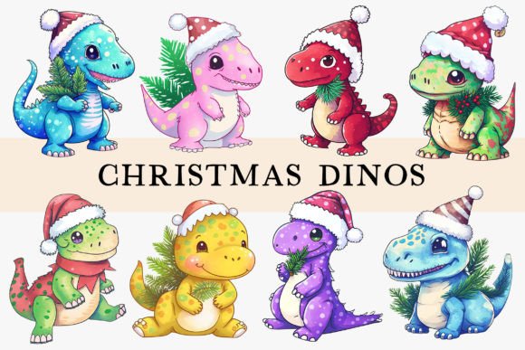 Cute Christmas Dinos: Festive Illustrations for Sellers