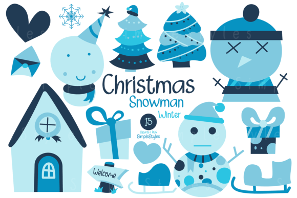 Cute Christmas Snowman Winter Clipart: Festive Illustrations