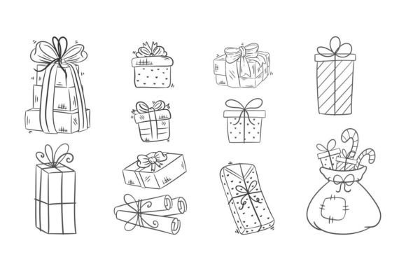 Hand Drawn Christmas Gift Box Illustrations for Brands