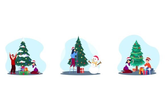 Happy Gift at Christmas Flat Design: Festive Illustrations