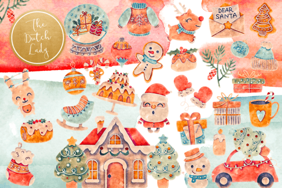 Holly Jolly Christmas Clipart Set: Festive Illustrations