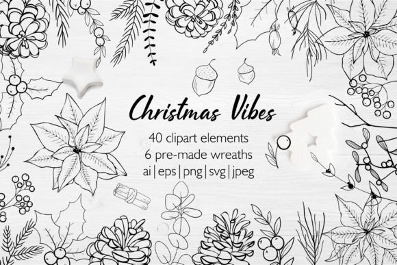 Line Art Christmas Clipart Wreaths: A Designer's Review