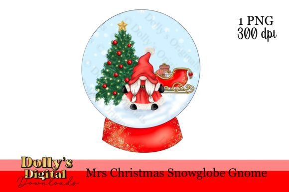 Mrs Christmas Snow Globe Gnome PNG: Festive Illustrations