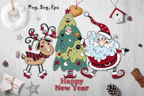 New Year and Christmas Doodles: Festive Illustrations