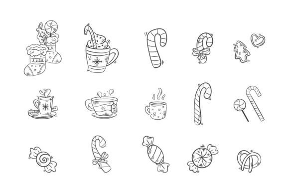 Sweets and Drinks for Christmas: Festive Illustrations