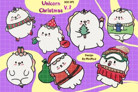 Unicorn Christmas V.3: Magical Illustrations for Festive Design