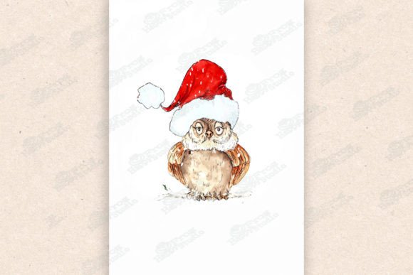 Watercolor Christmas Owl: Festive Illustrations for Sellers