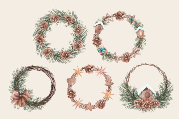 Watercolor Christmas Wreathes: Festive Illustrations