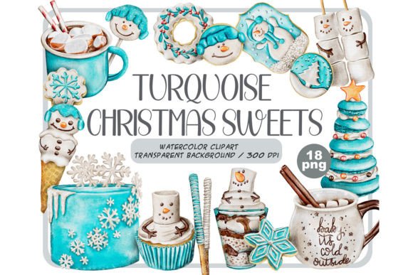 Watercolor Turquoise Christmas Sweets: Illustrations Review