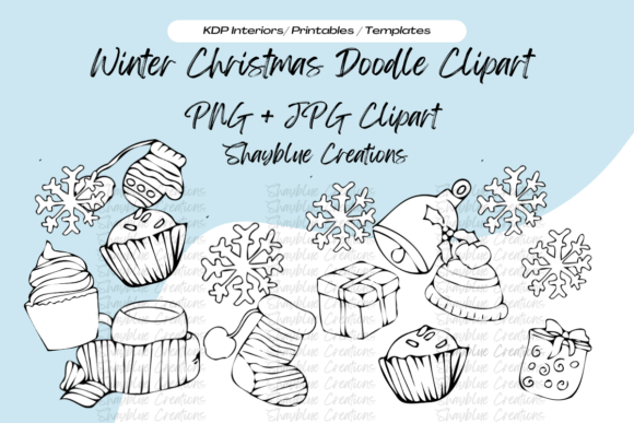 Winter Christmas Black and White Clipart & Illustrations Review